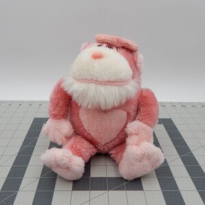 Mighty Star Maurice Pink Heart Gorilla 1984 Plush Stuffed Monkey Ape 4274 Beret